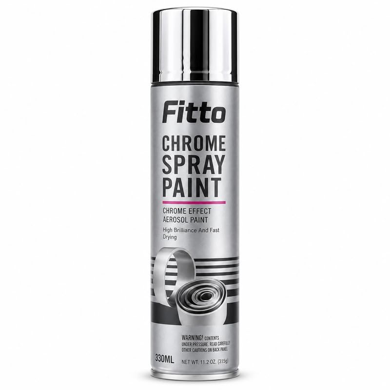 FITTO Chrome Spray Paint 330ML, High Gloss Chrome Effect Aerosol Paint for Metal Plastic Wood and Glass, Fast Dry Multi Surface Spray Paint - Image 1
