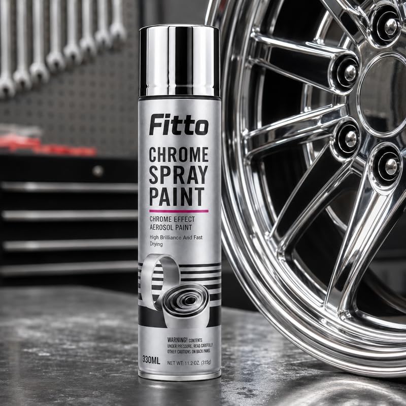 FITTO Chrome Spray Paint 330ML, High Gloss Chrome Effect Aerosol Paint for Metal Plastic Wood and Glass, Fast Dry Multi Surface Spray Paint - Image 2