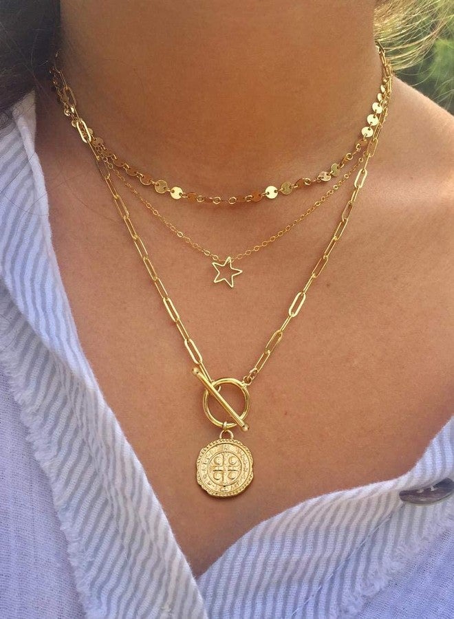 SOFYBJA Saint Benedict Medals Necklace Owl Drop 18K Gold Toggle Medallion Coin Cross Pendant Necklaces Evil Protection Religious Jewelry Catholic Gifts for Men Women, Metal, Turquoise - Image 5