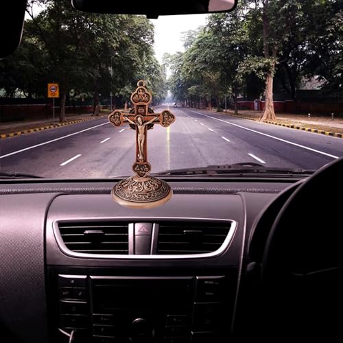 M Men Style Car Dashboard Christian Jesus Cross Office Study Table Cross, Twelve Apostles Finish Silver and Blue Metal Dash202544 for Car, Office, - Image 4