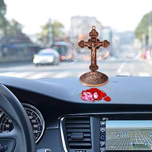M Men Style Car Dashboard Christian Jesus Cross Office Study Table Cross, Twelve Apostles Finish Silver and Blue Metal Dash202544 for Car, Office, - Image 3