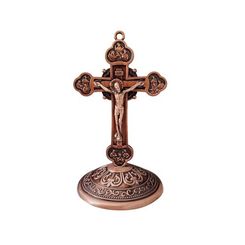 M Men Style Car Dashboard Christian Jesus Cross Office Study Table Cross, Twelve Apostles Finish Silver and Blue Metal Dash202544 for Car, Office, - Image 1