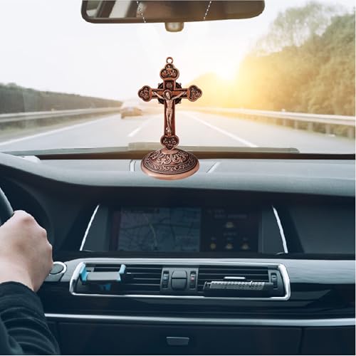 M Men Style Car Dashboard Christian Jesus Cross Office Study Table Cross, Twelve Apostles Finish Silver and Blue Metal Dash202544 for Car, Office, - Image 5