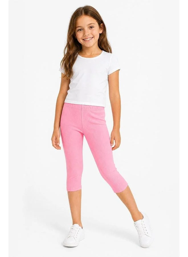 Perendi %95 Cotton 3-Piece Girls' Legging Set – Long, Capri, and Short Models.