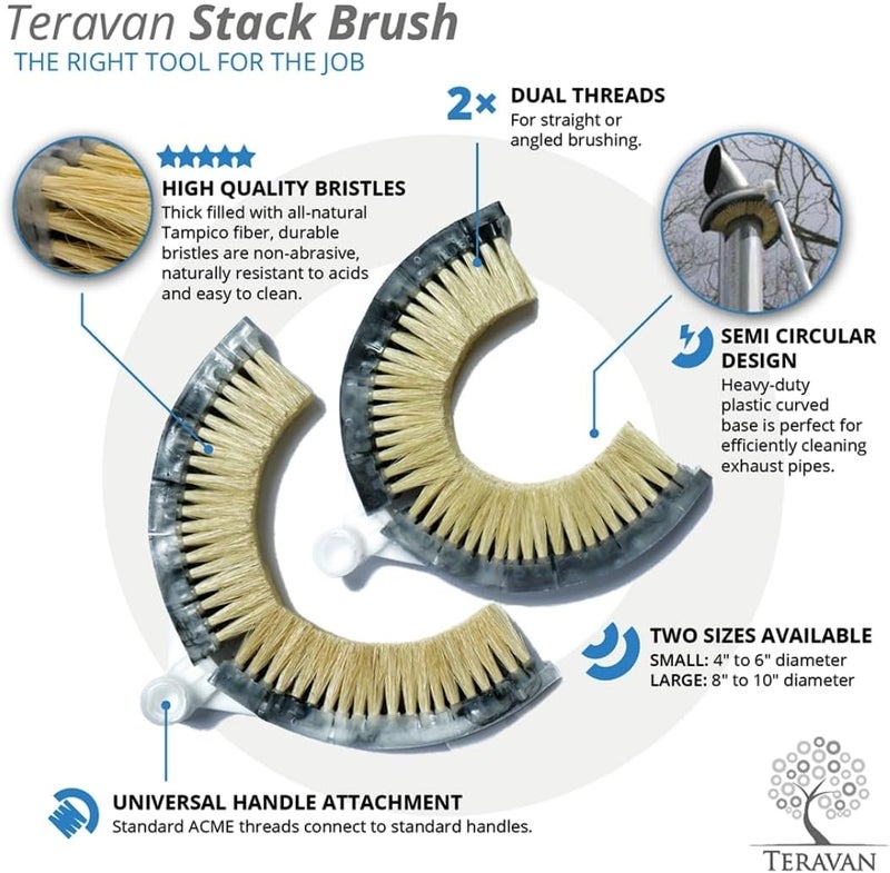 Teravan Exhaust Stack Pipe Tampico Fiber Cleaning Brush (8"-10" Diameter) - Image 4