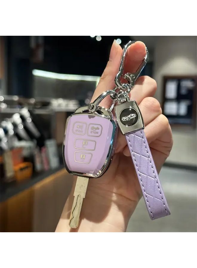 Purple Key Fob Cover Case With Keychain For Toyota Highlander Camry RAV4 Corolla Tacoma - Image 2