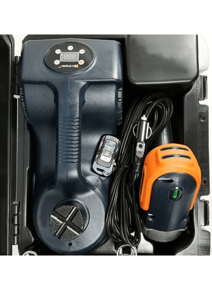 Conpex - CONPEX Floor Jack 6 in 1 Multi-Functional Electric Jack 5 Ton And Electric Impact Wrench Inbuilt Air Compressor Remote Torch Tire Change Kit - Image 1