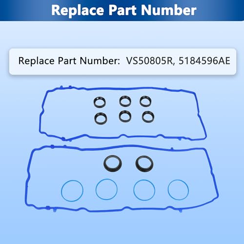 RICHWEI VS50805R Engine Valve Cover Gasket Set for 2011-2020 Dodge Jeep Chrysler Ram Challenger Charger Journey Durango Wrangler Town and Country 200 300 1500 Grand Caravan Avenger Cherokee ProMaster 3.2 3.6 - Image 3