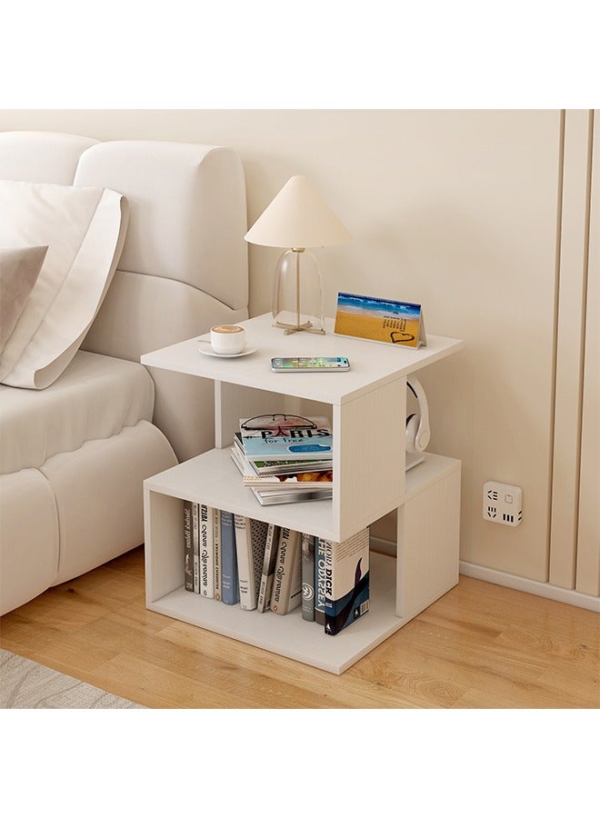 طاولة ليلية مفتوحة ذات طبقتين، طاولة طرفية، طاولة قهوة صغيرة لغرفة المعيشة، طاولة جانبية لغرفة النوم، طاولة تخزين متعددة الطبقات بسيطة (40*40*53 سم) - Image 1