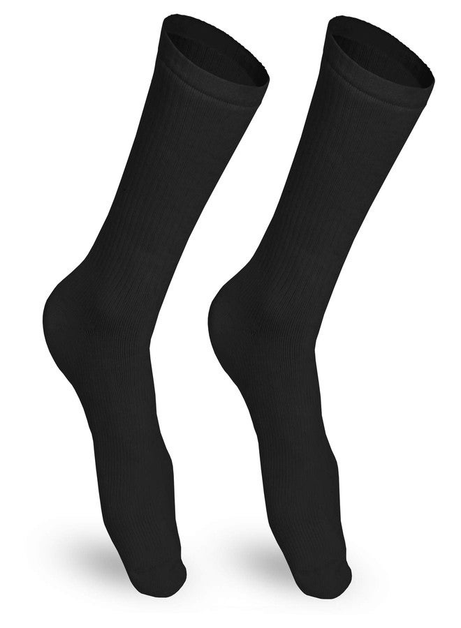NuVein 15-20 mmHg Medical Compression Socks, Mid Calf Crew Length, Padded Cushion Foot, Black, Medium - Image 1
