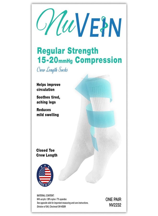 NuVein 15-20 mmHg Medical Compression Socks, Mid Calf Crew Length, Padded Cushion Foot, Black, Medium - Image 5