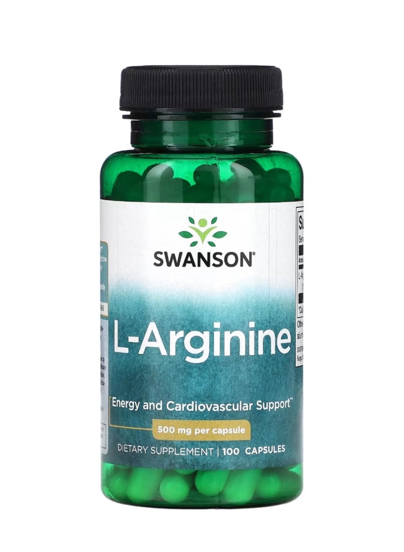 SWANSON L-Arginine 500 mg 100 Capsules - Image 1