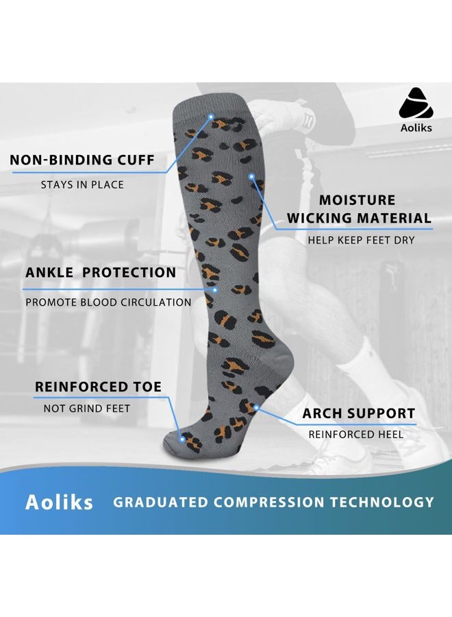 Aoliks Leopard Compression Socks for Women & Men, Support Socks for Travel Cycling Circulation - Image 5