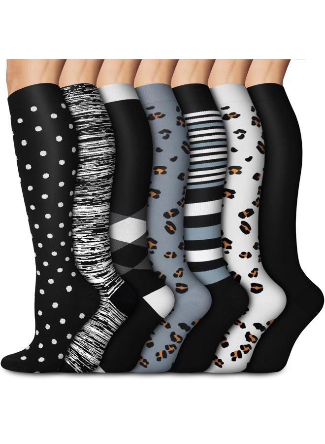 Aoliks Leopard Compression Socks for Women & Men, Support Socks for Travel Cycling Circulation - Image 1