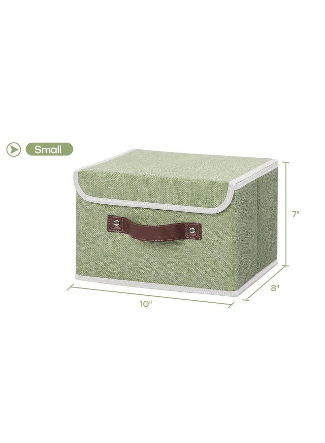 Foldable Storage Box, 2 Pcs Cotton Linen Fabric Bins with PU Leather Handles, Home Cubes Baskets, Closet Organizer Containers for Clothes, Room, Toy, Underwear, Bra, Panty  - Image 5