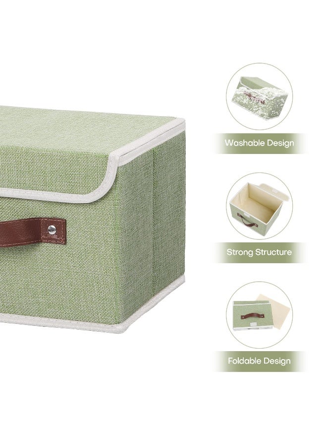 Foldable Storage Box, 2 Pcs Cotton Linen Fabric Bins with PU Leather Handles, Home Cubes Baskets, Closet Organizer Containers for Clothes, Room, Toy, Underwear, Bra, Panty  - Image 4