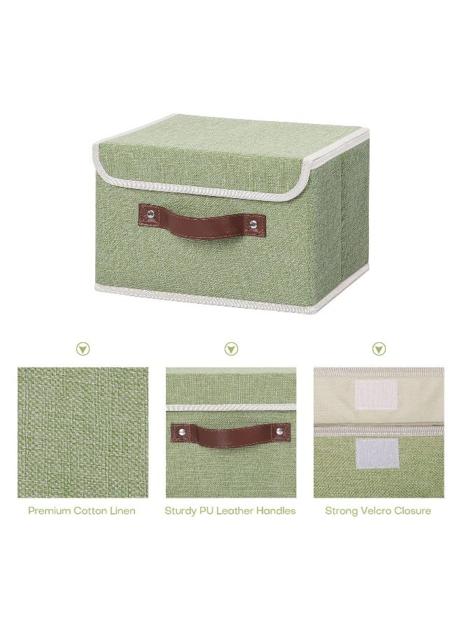 Foldable Storage Box, 2 Pcs Cotton Linen Fabric Bins with PU Leather Handles, Home Cubes Baskets, Closet Organizer Containers for Clothes, Room, Toy, Underwear, Bra, Panty  - Image 3