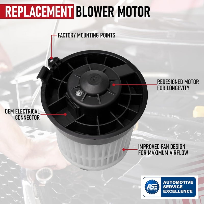 AA Ignition محرك مروحة سخان مكيف الهواء بديل - متوافق مع سيارات نيسان - 2014-2019 روج 2.5 لتر، روج سبورت 2.0 لتر - يحل محل 700323، 27226-4BU0A، 272264BU0A مجموعة سخان HVAC الجانبية الأمامية - Image 4