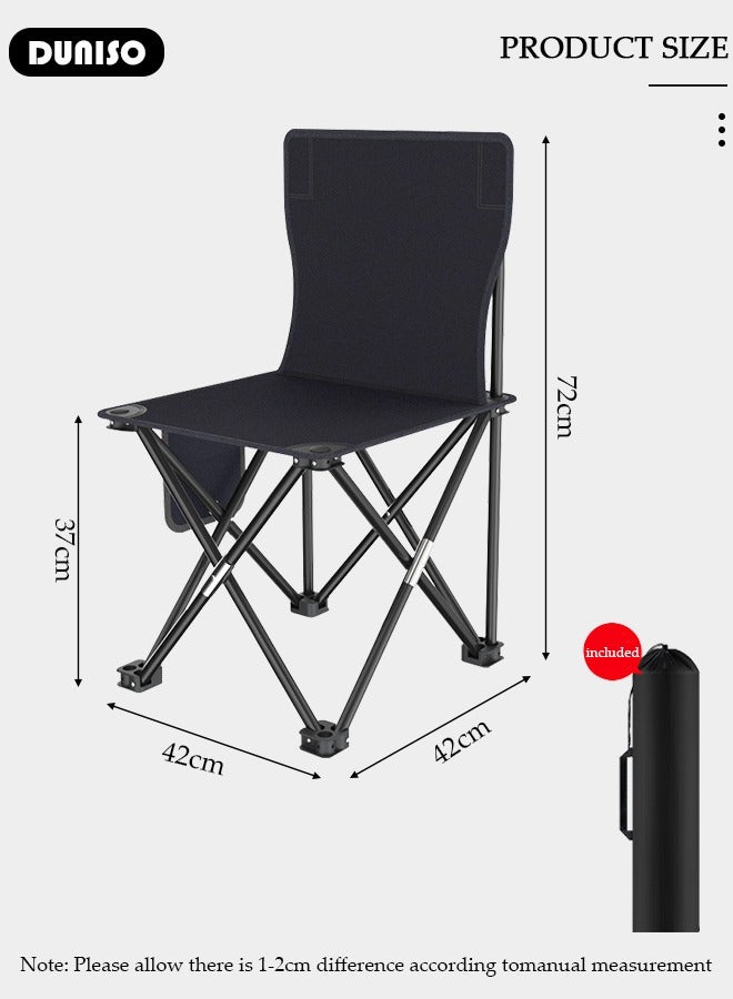 DUNISO Folding Outdoor Camping Chair with Carrying Bag, Lightweight Portable Butterfly Chair with 1 Side Pocket, Multi-Purpose Beach Chair for Fishing, Picnic, BBQ, Hiking Travel, Beach - Image 4
