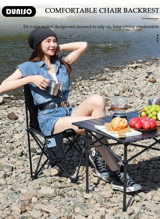 DUNISO Folding Outdoor Camping Chair with Carrying Bag, Lightweight Portable Butterfly Chair with 1 Side Pocket, Multi-Purpose Beach Chair for Fishing, Picnic, BBQ, Hiking Travel, Beach - Image 5