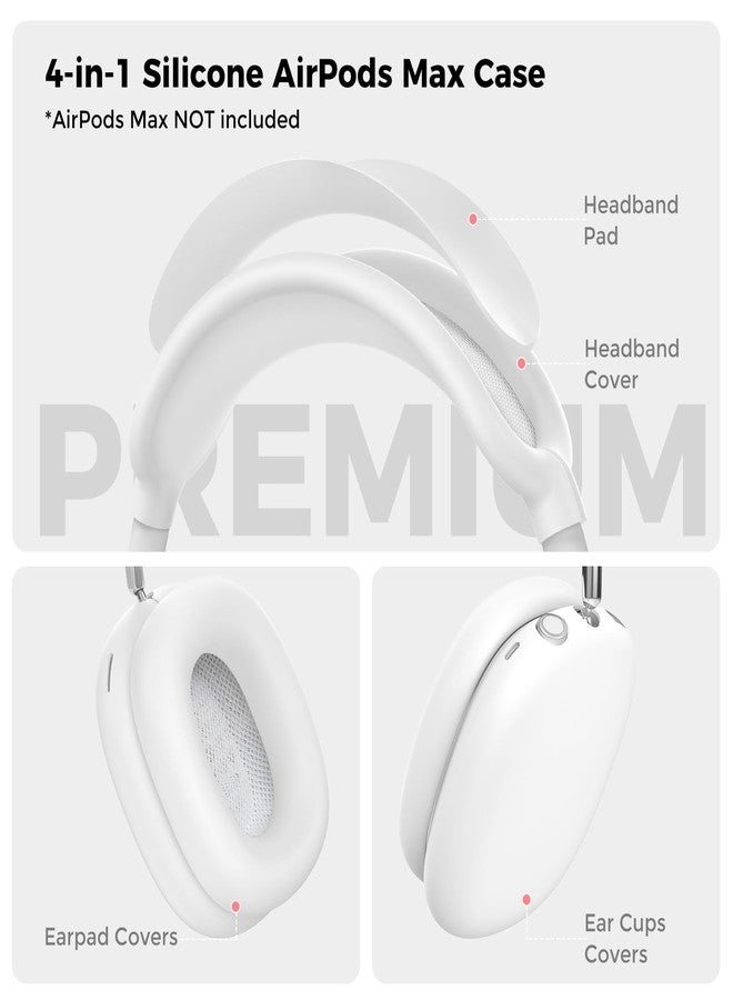 AHASTYLE Silicone Case Cover for AirPods Max Headphones (USB-C/Lightning)(2024/2020) [4 in 1] Anti-Scratch Ear Pad Cover/Ear Cups Cover/Headband Pad/Headband Cover Accessories for Apple AirPods Max - Image 2