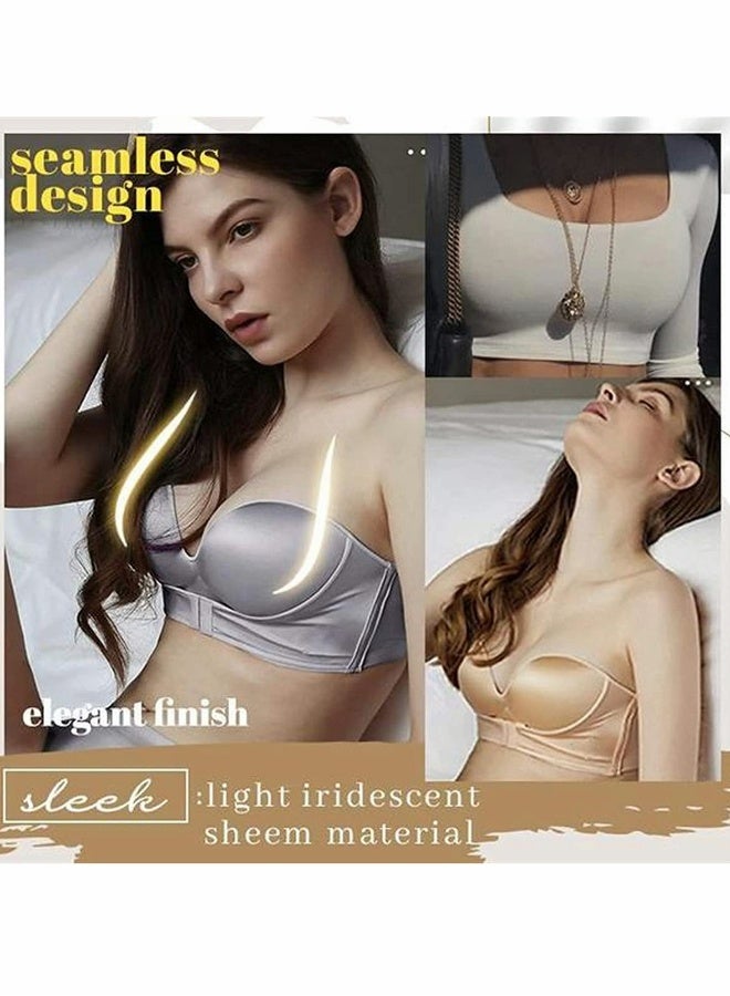 Women Strapless Front Buckle Lift, Girl Push Up Adjustable Breathable Invisible Wirefree Bra - Image 5