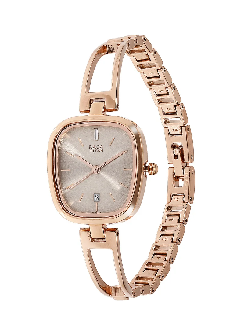 تيتان Titan Raga ia Grey Dial Analog with Date Rose Gold Metal Strap watch for Women