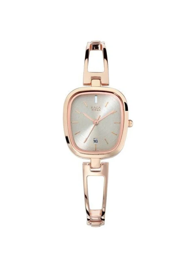 Raga Viva Quartz Analog with Date Grey Dial Rose Gold Metal Strap Watch for Women - 2604WM01