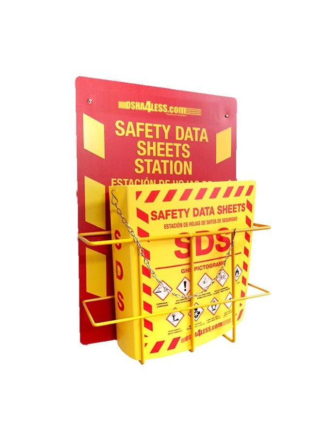 OSHA4LESS.COM Bilingual Right to Know SDS Center Wire Rack and 3" Binder with 2020 Updated GHS Pictograms - Image 1