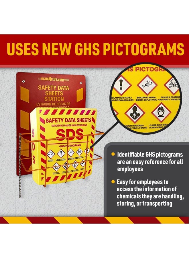 OSHA4LESS.COM Bilingual Right to Know SDS Center Wire Rack and 3" Binder with 2020 Updated GHS Pictograms - Image 3