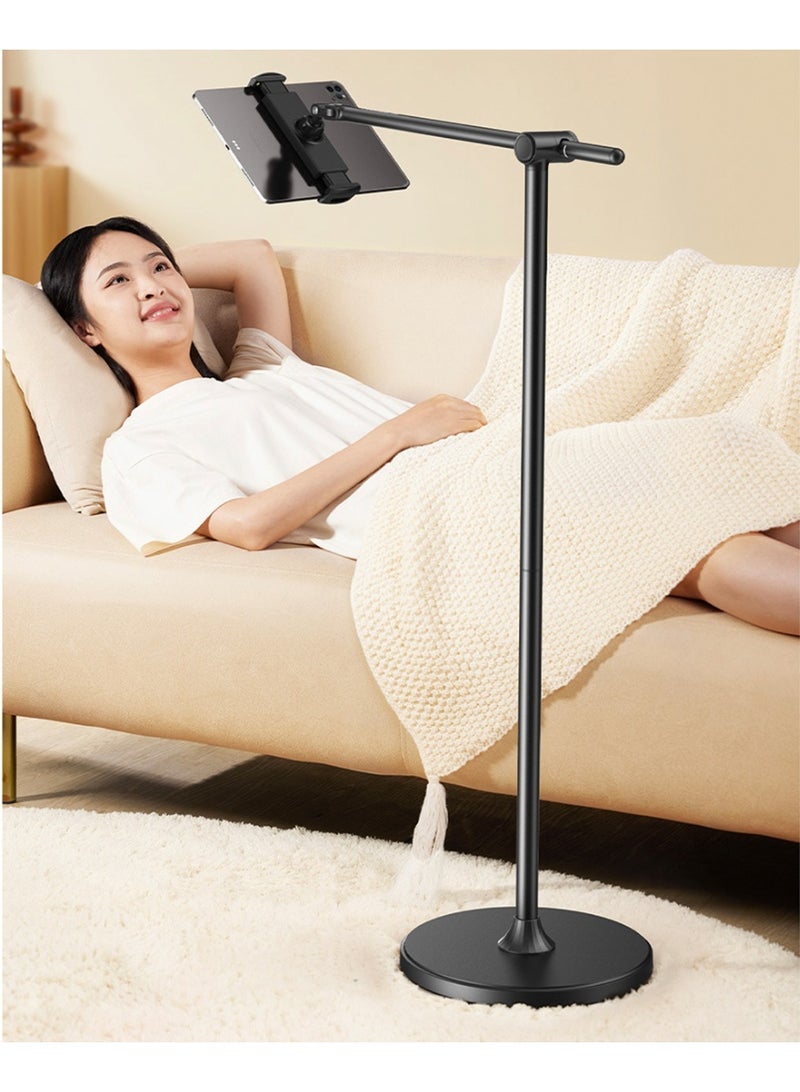 Tablet Stand for Bed Floor Tablet Stand Tablet Holder Adjustable Phone Stand Holder for 4.7-12.9'' iPad, iPhone, Samsung Galaxy Tablet Black - Image 1