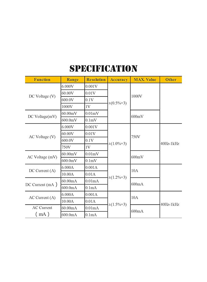 promass RM101 True RMS LCD Digital Multimeter DMM DC AC Voltage Current Meter Measurement Automatic Polarity Identification Ammeter Voltmeter Ohm - Image 5