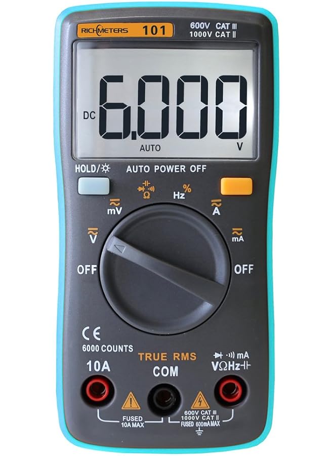 promass RM101 True RMS LCD Digital Multimeter DMM DC AC Voltage Current Meter Measurement Automatic Polarity Identification Ammeter Voltmeter Ohm - Image 1