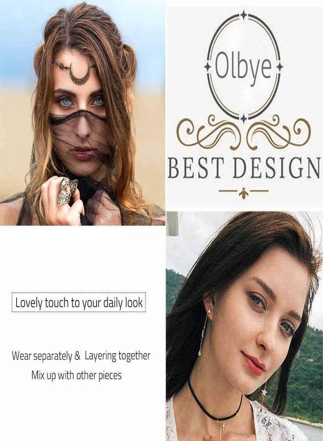 Olbye Moon Head Chain Black Raw Crystal Headband Boho Hair Piece for Women and Girls Personalize Hair Chain - Image 5