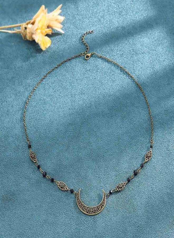 Olbye Moon Head Chain Black Raw Crystal Headband Boho Hair Piece for Women and Girls Personalize Hair Chain - Image 4