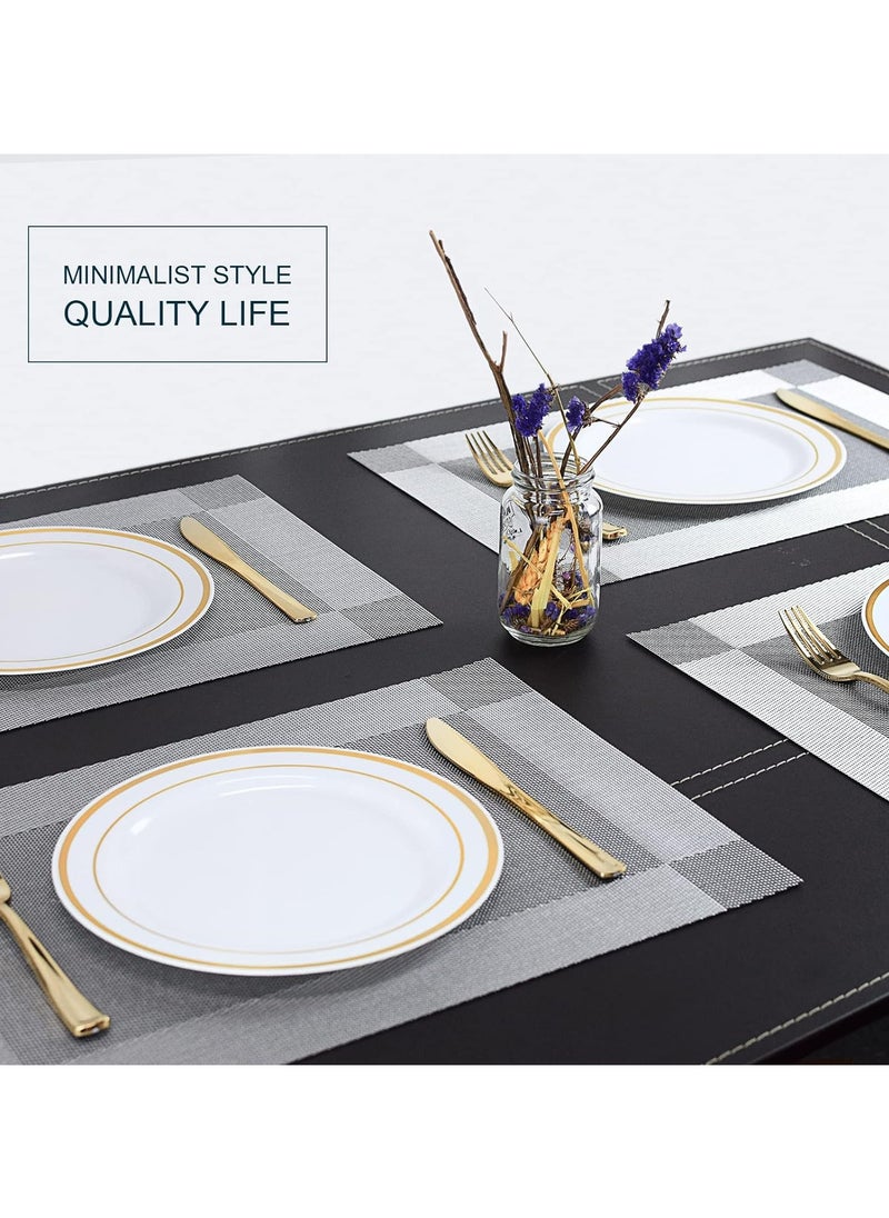 CityRiya-Long Placemats Set of 6 Heat Resistant Table Mats 45*30cm Placemats Washable Placemats for Kitchen Dining Table Non-Slip PVC Table Mats Place Mats for Dining Table, Woven Vinyl Dinner Mats  - Image 3