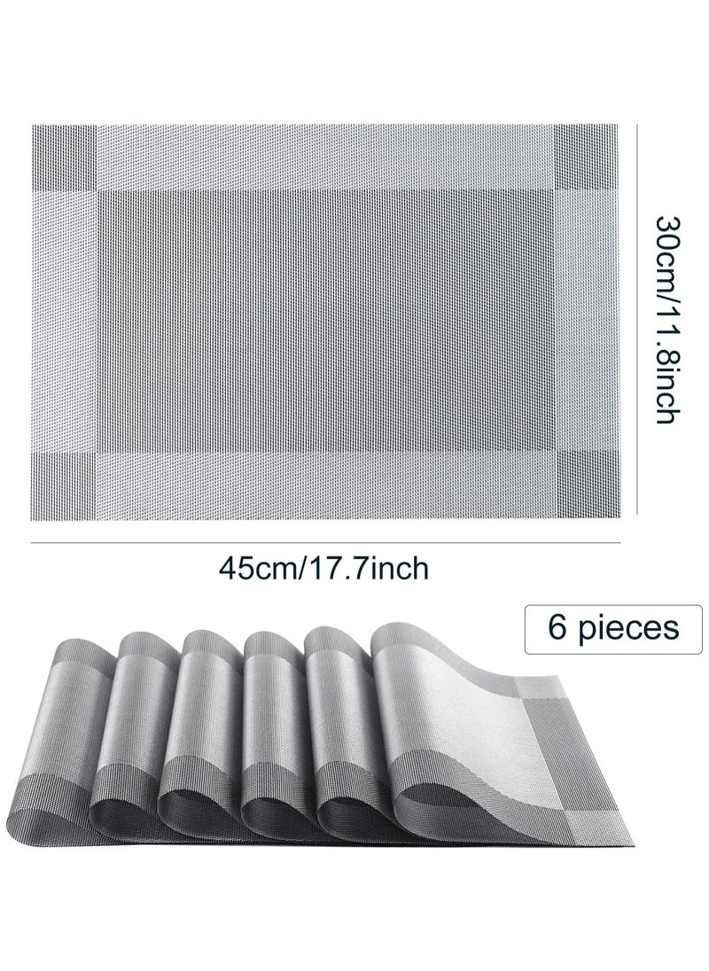 CityRiya-Long Placemats Set of 6 Heat Resistant Table Mats 45*30cm Placemats Washable Placemats for Kitchen Dining Table Non-Slip PVC Table Mats Place Mats for Dining Table, Woven Vinyl Dinner Mats  - Image 4