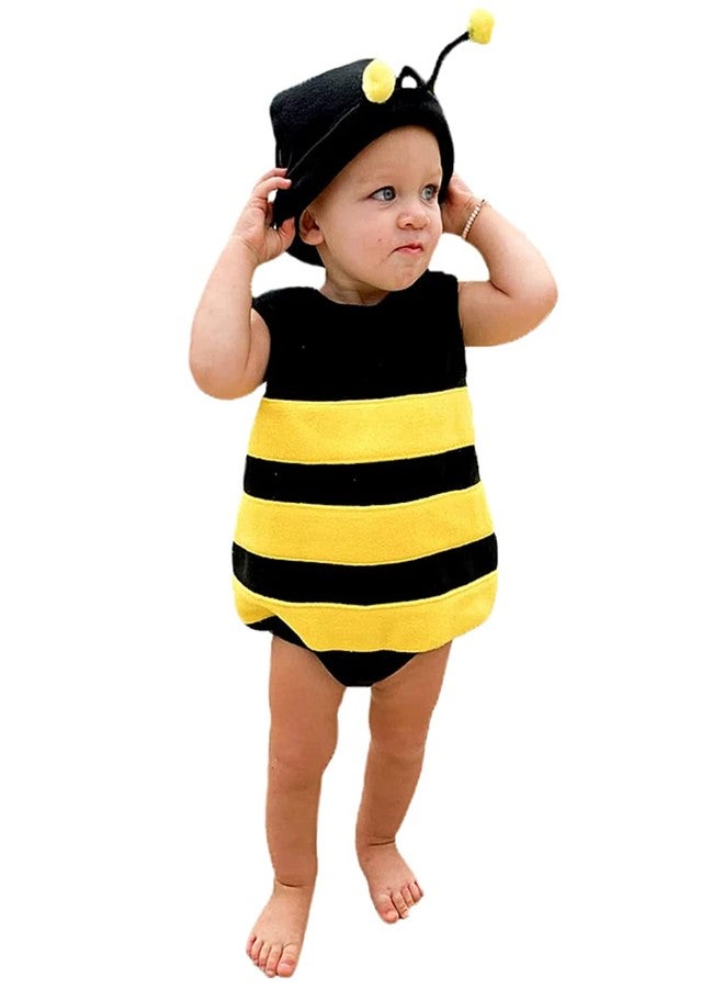 MERSARIPHY Infant Baby Outfits Girl Boy Cartoon Bees Romper Baby Halloween Costumes Fall Clothes with Hat (Stripes, 6-12 Months) - Image 1
