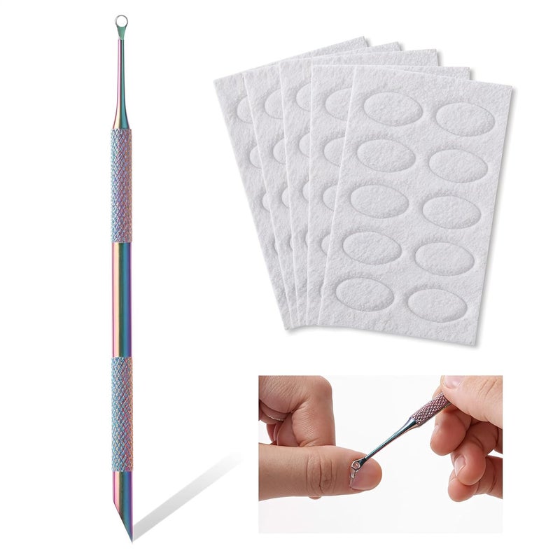 Cuticle Pusher, Dual Ended Nail Cuticle Remover with 5 Nail Sand Polishing Tablets Nail Care Polish Remover Cuticle Trimmer Manicure Kit for Pedicure Nail Art