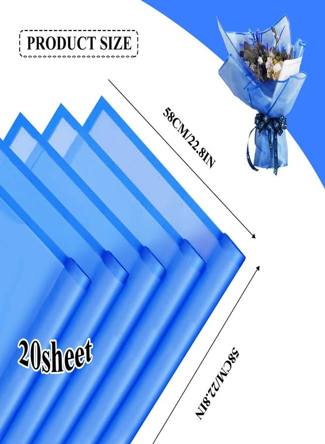 Jocomoni 20 Sheets Flower Wrapping Paper, Waterproof Floral Bouquet Fresh Flower Wrapping Paper with Border Florist Supplies Gift Packaging Material (Blue - Image 2