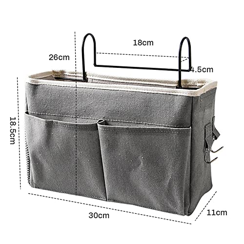 MosQuick Linen Modern Grey Hanging Bedroom Clothing Organizer, Multipurpose Cloth Hanging Shelf with 4 Compartments (15kg Capacity), Bedside Caddy & Kitchen Storage Basket - Image 3