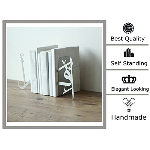 iwa concept IQRA Arabic Metal Bookend Home Decor or Islamic Decor for Table or Shelves Home Decorations for Ramadan Gifts Eid Decorations Silver - Image 3