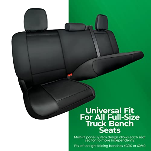 Season Guard Truck Bench Seat Cover; Universal Design Fits Silverado F-150 Ram Sierra Titan Tundra Full-Size Pick-up Trucks; Faux Leather; All Folding Bench,Split or Standard Seats, Black (1370036SG) - Image 2