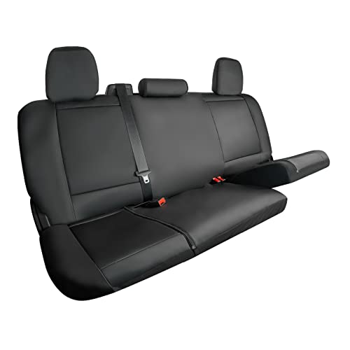 Season Guard Truck Bench Seat Cover; Universal Design Fits Silverado F-150 Ram Sierra Titan Tundra Full-Size Pick-up Trucks; Faux Leather; All Folding Bench,Split or Standard Seats, Black (1370036SG) - Image 1