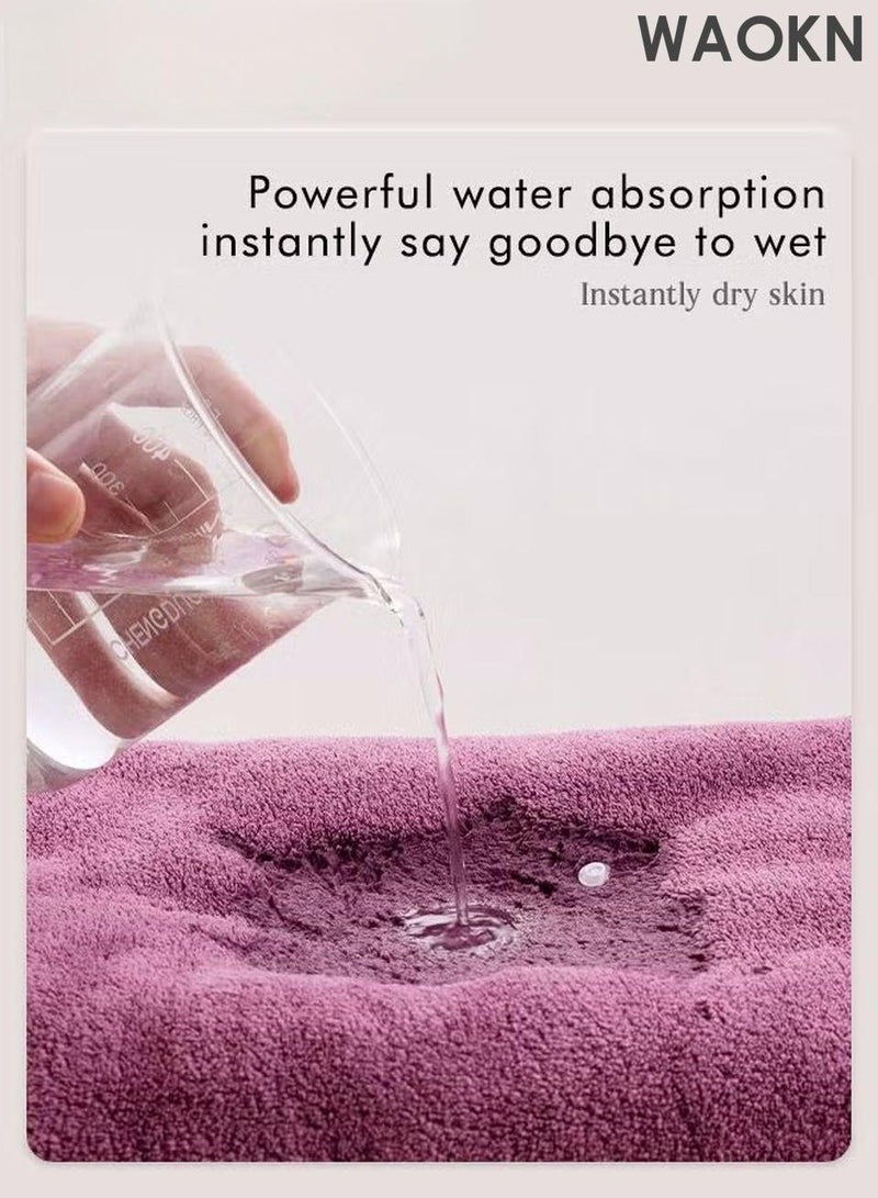 WAOKN Bath Robe With Pocket,Off-shoulder Wearable Bath Towel With Snap Button,Bathrobe Suitable For Sauna Beach Swimming Pool Gym Travel,Luxurious & Absorbent, Soft Velvet Feel, Ankle-Length with Shawl Collar & Pockets - Image 5