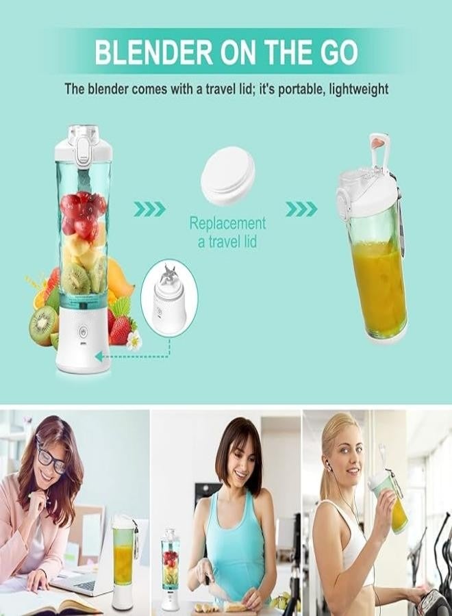 M MIAOYAN Portable Mini Blender, Smoothie Maker for Shakes and Smoothies, 270 Watt Waterproof with 6 Blades USB Rechargeable, 20 Oz with Travel Lid for Kitchen, Gym, Office - Image 3