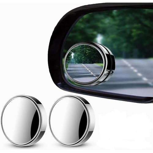 Automaze 3R Blind Spot Mirrors, 2" Round HD Glass Convex 360° Wide Angle Side Rear View Mirror with ABS Housing for Cars SUV and Trucks, Silver, Pack of 2(3R-035) (Chrome) - Image 1