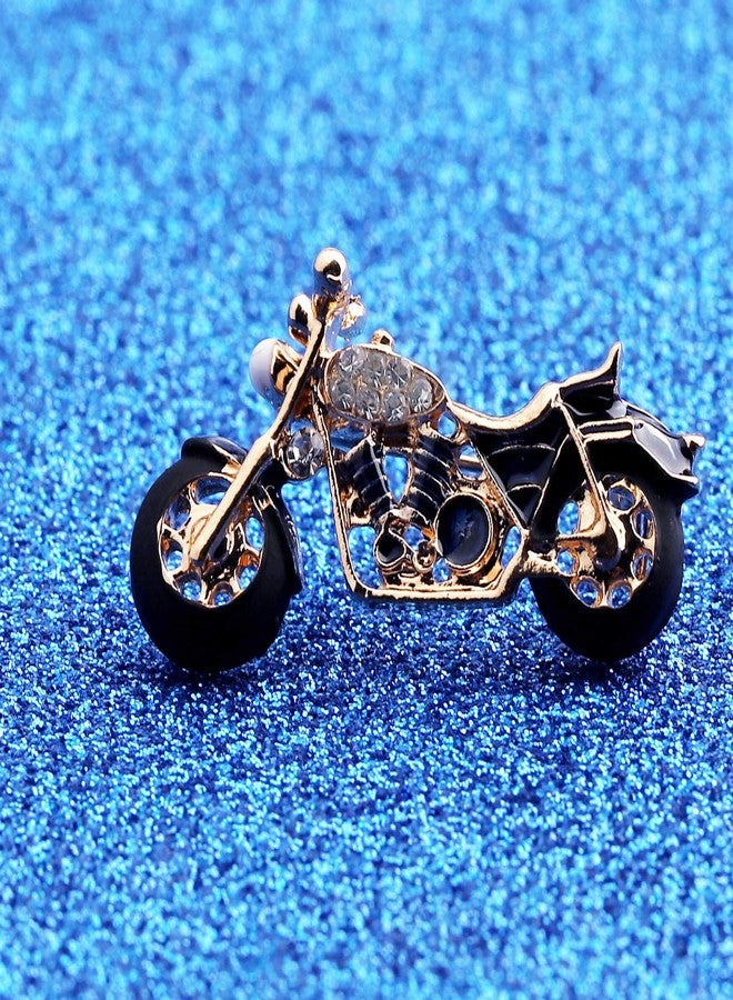 WUSUANED Gold Plated Black Enamel Motorcycle Motorbike Brooch Pin Gift for Biker Dad Husband Boyfriend (motorcycle brooch) - Image 3