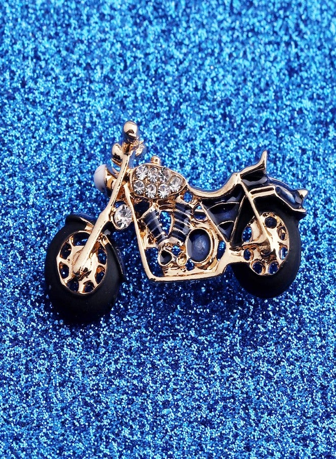 WUSUANED Gold Plated Black Enamel Motorcycle Motorbike Brooch Pin Gift for Biker Dad Husband Boyfriend (motorcycle brooch) - Image 2