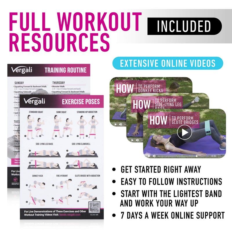 Vergali 4 Fabric Booty Exercise Bands for Women & Men - Glute, Hip & Thigh Resistance Bands with Workout Guide - Image 4